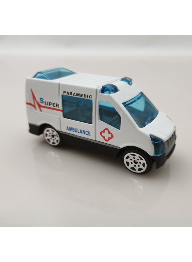 هالامودو مقياس 1:64 6 قطع سباكة محاكاة سحب القوة التحكم طراز السيارة -مصغرة مدينة ألعاب السيارات، بما في ذلك شاحنة السلم وغيرها من المركبات الجيب الحجم، موديل المصبوب مجموعة السيارات موديل، هدية عيد الميلاد للأولاد والبنات (7*2.8*3.6 سم) - Image 4