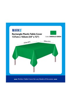 MARKQ Plastic Tablecloth for Rectangle Table 54" x 72" Disposable Table Cover for Bridal Shower Wedding Birthday Party Decorations (Emerald Green)  - Image 2