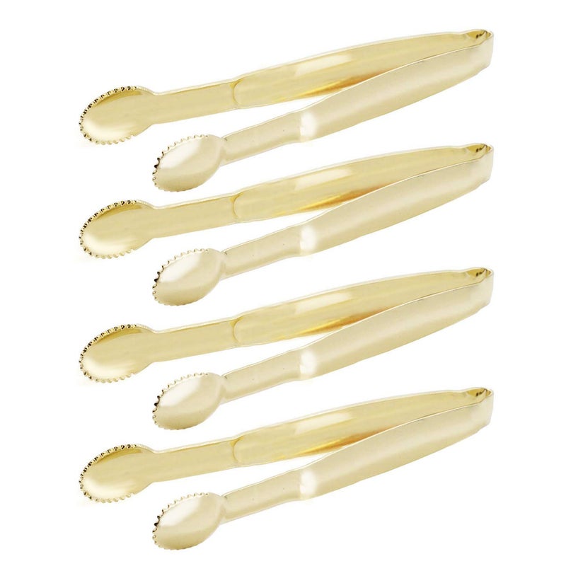 HINMAY Mini Serving Tongs 5 Inches Appetizer Tongs, Set of 4 (Gold) - Image 1
