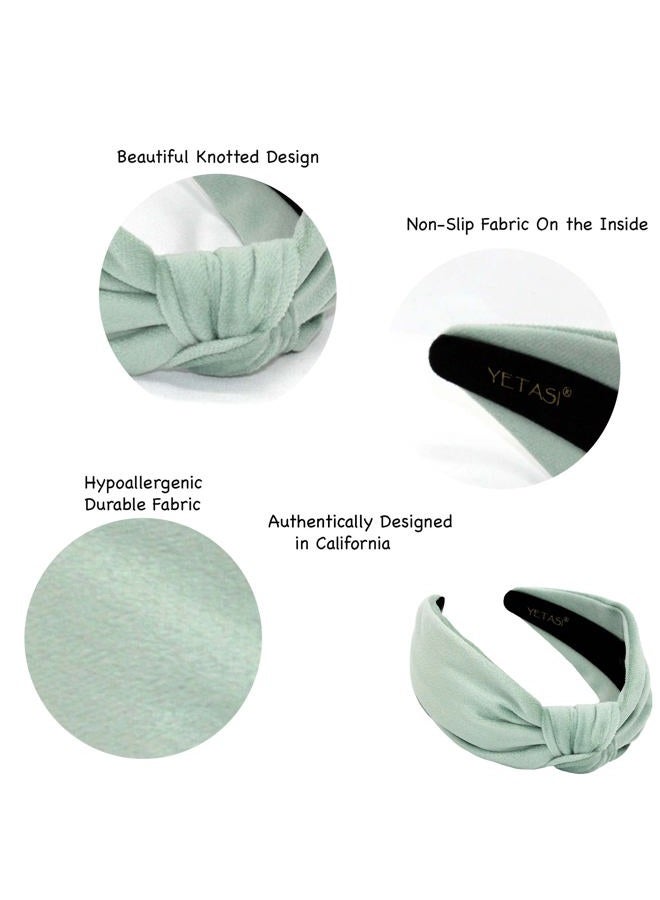 YETASI Light Mint Headband is Chic. Green Velvet Knotted Headband for Women are Trendy. Headbands for Women are Classy Velvet Headband with Knot - Image 4
