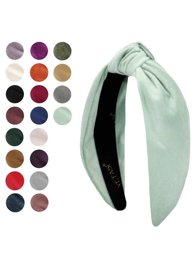 YETASI Light Mint Headband is Chic. Green Velvet Knotted Headband for Women are Trendy. Headbands for Women are Classy Velvet Headband with Knot - Image 2