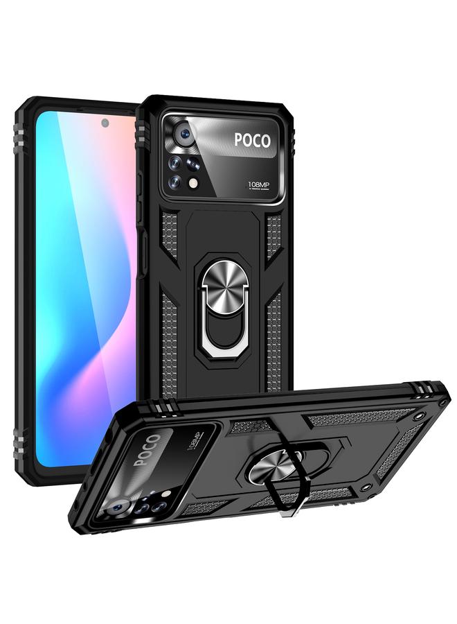 The Bros Case For Xiaomi Poco X4 Pro 5G Shockproof TPU + PC Phone Case with 360 Degrees Rotating Holder