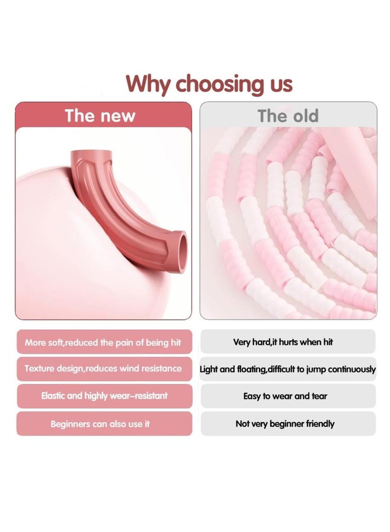 الكنز حبل القفز بالخرز الناعم 2 قطعة، حبل قفز بالخرز الناعم، حبل قفز بالخرز قابل للتعديل وخالٍ من التشابك مع مقبض ناعم غير قابل للانزلاق، حبل قابل للتعديل بطول 2.8 متر، حبل قفز بالخرز للأطفال، مناسب للرجال والنساء واللياقة البدنية للأطفال والتدريب (أخضر/أرجواني) - Image 2