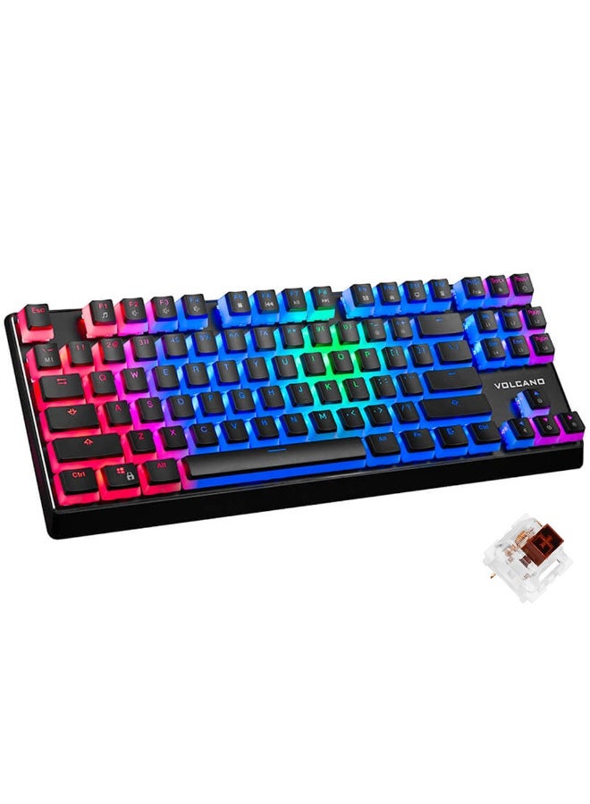 موديكوم لوحة مفاتيح VOLCANO LANPARTY RGB Pudding Edition - لون بني من Outemu - أغطية مفاتيح Double-Shot Pudding - هيكل من الألومنيوم - إضاءة خلفية RGB كاملة (16.7 مليون لون) - مفاتيح كاملة مضادة للظلال - Image 1