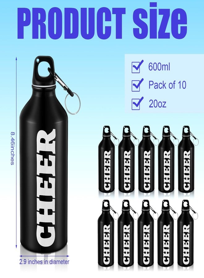 FoldTier 10 Pcs Cheer Water Bottles Bulk for Cheerleader 20 oz Reusable Aluminum Water Bottles with Twist Cap Buckle for Gym Hiking Sports Camping Fishing Cheer Christmas Team Gifts - Image 2