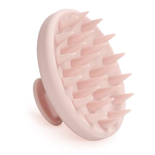 Meartchy Silicone Scalp Massager Scalp Scrubber for Hair Growth with Soft Bristles Scalp Exfoliator Brush Dandruff Removal Shampoo Brush for Wet Dry Scalp Care Light Pink - Image 1