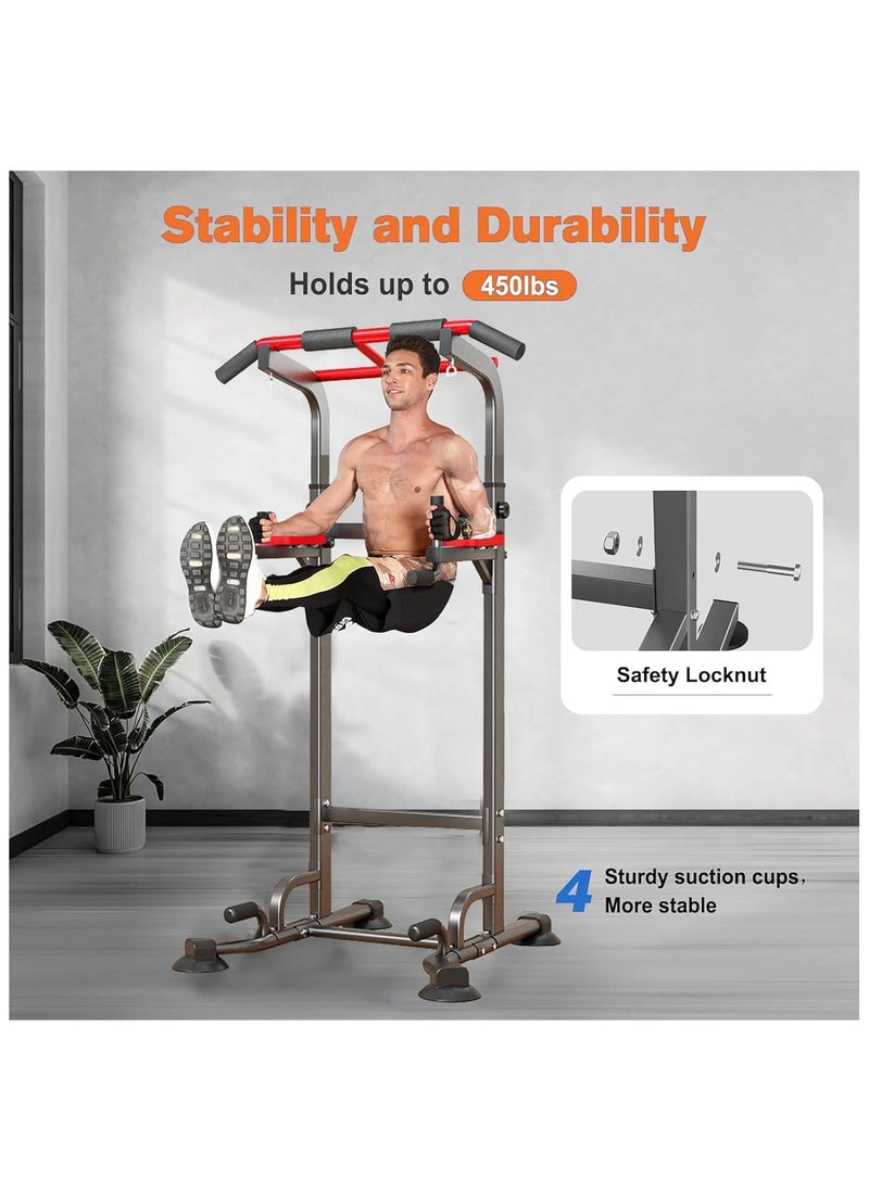 Rightsure Power Tower, Adjustable Multifunctional Pull Up Bar, Power Tower Exercise Station with Backrest and Rings, Home Gym Strength Training Fitness Equipment, Home Gym Equipment  - Image 3