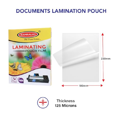 Bambalio Professional Thermal Laminating Pouch 180 X 230 mm(7"x 9") - 125 Microns /100 Sheets LAM-060 - Image 2