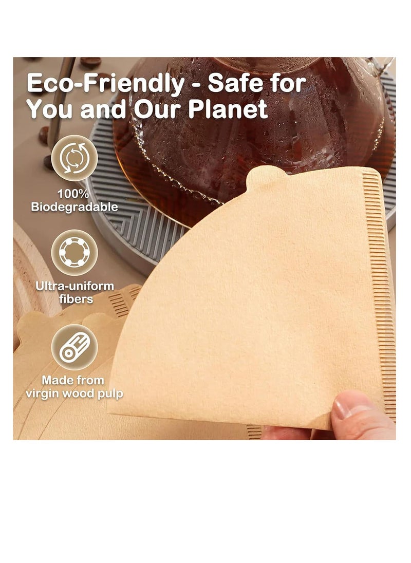 ECVV - 100 Count Disposable Coffee Paper Filters 2-4 cups, V60 Coffee Filters V-Shaped Unbleached Disposable Coffee Filters, V-Shaped Paper Fits for Drip and Compatible with Pour Over Coffee Maker - Image 1
