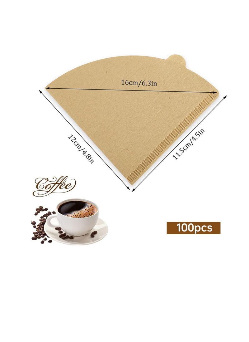 ECVV - 100 Count Disposable Coffee Paper Filters 2-4 cups, V60 Coffee Filters V-Shaped Unbleached Disposable Coffee Filters, V-Shaped Paper Fits for Drip and Compatible with Pour Over Coffee Maker - Image 1