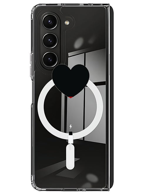 Magnetic Case for Samsung Galaxy Z Fold 6 Compatible with MagSafe Wireless Charging, Shockproof Phone Bumper Cover Heart Battery Low