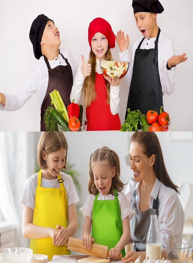 Foaincore 26 Pieces Kids Apron Set Boys Girls Aprons with Pockets Kids Kitchen Bib Aprons for Cooking Baking Painting, XL for 7-13 Age(Multi Color) - Image 4