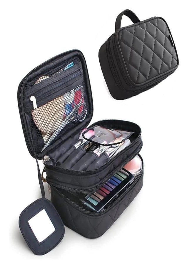 Fabskin Makeup Pouch Bag Organiser | Large Cosmetic Vanity Bag for Women Pouch Bag for Women | Makeup Bag for Travel, Cosmetic Pouch, Makeup Organizer Perfectly Fit in Any Suitcase Or Big Bag - Black - Image 1