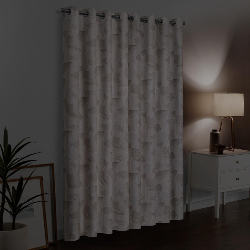 eclipse ستارة إكليبس 100% حجب الضوء ستارة لاريسا بتصميم ورقة 95 بوصة طول × 50 بوصة عرض  ستارة مزخرفة 100% حجب الضوء  ستارة معزولة حرارياً لغرفة المعيشة أو غرفة النوم  1 ستارة نافذة  قماش - Image 2