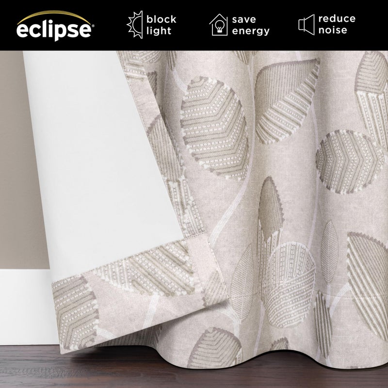 eclipse ستارة إكليبس 100% حجب الضوء ستارة لاريسا بتصميم ورقة 95 بوصة طول × 50 بوصة عرض  ستارة مزخرفة 100% حجب الضوء  ستارة معزولة حرارياً لغرفة المعيشة أو غرفة النوم  1 ستارة نافذة  قماش - Image 3