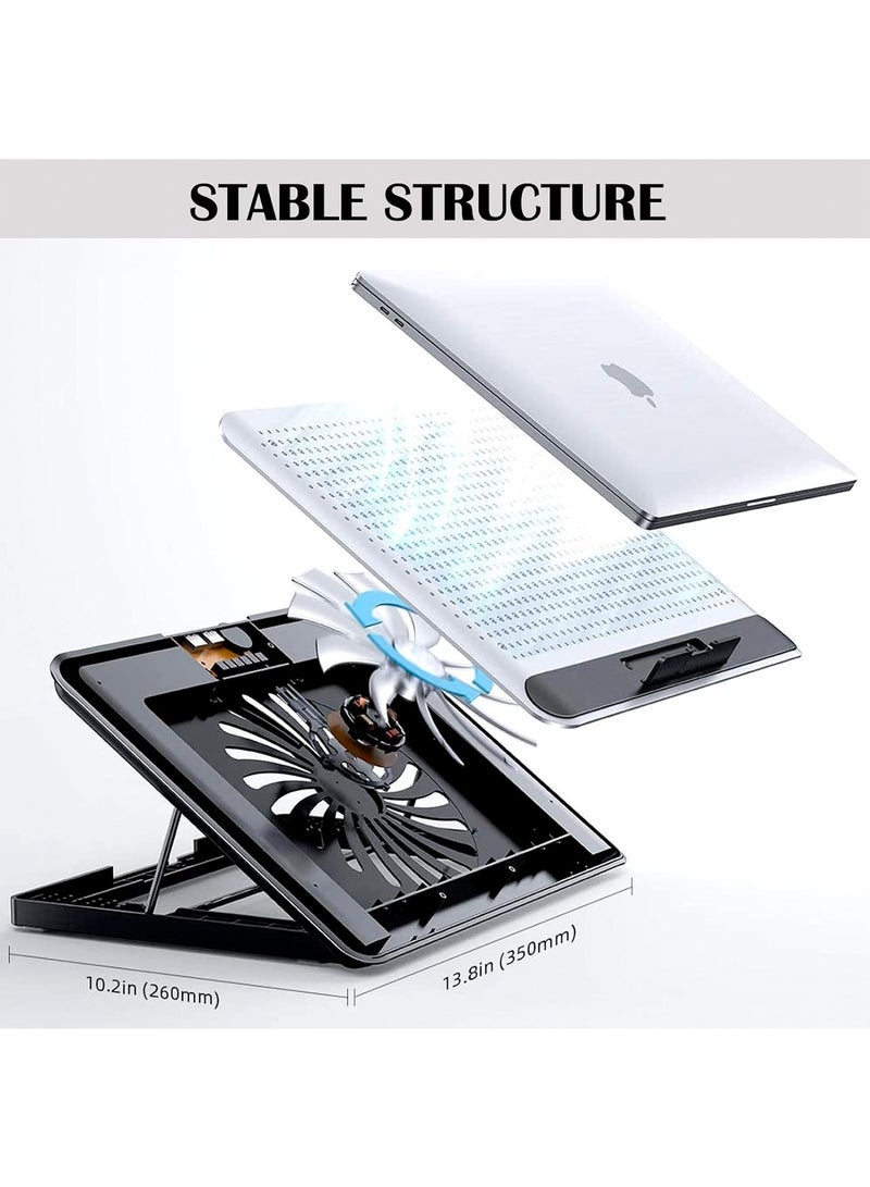LOOPITYS 16inch Single Fan Lap Chill Mat - Aluminum Panel Laptop Cooling Pad, Heat Protection Laptop Cooler, Adjustable Foldable Long Stand, Fans Switch with dimmable-Speed, USB-A Connection Laptop Fan - Image 4