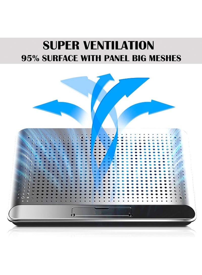 LOOPITYS 16inch Single Fan Lap Chill Mat - Aluminum Panel Laptop Cooling Pad, Heat Protection Laptop Cooler, Adjustable Foldable Long Stand, Fans Switch with dimmable-Speed, USB-A Connection Laptop Fan - Image 3