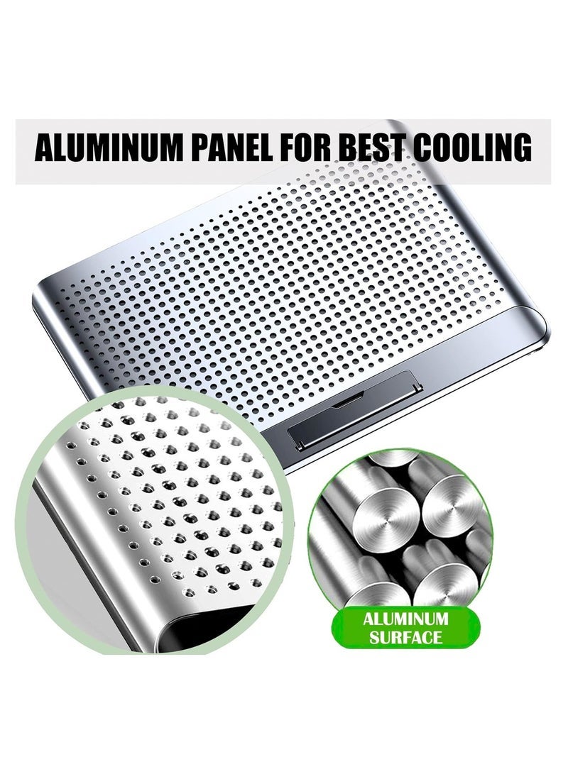 LOOPITYS 16inch Single Fan Lap Chill Mat - Aluminum Panel Laptop Cooling Pad, Heat Protection Laptop Cooler, Adjustable Foldable Long Stand, Fans Switch with dimmable-Speed, USB-A Connection Laptop Fan - Image 2