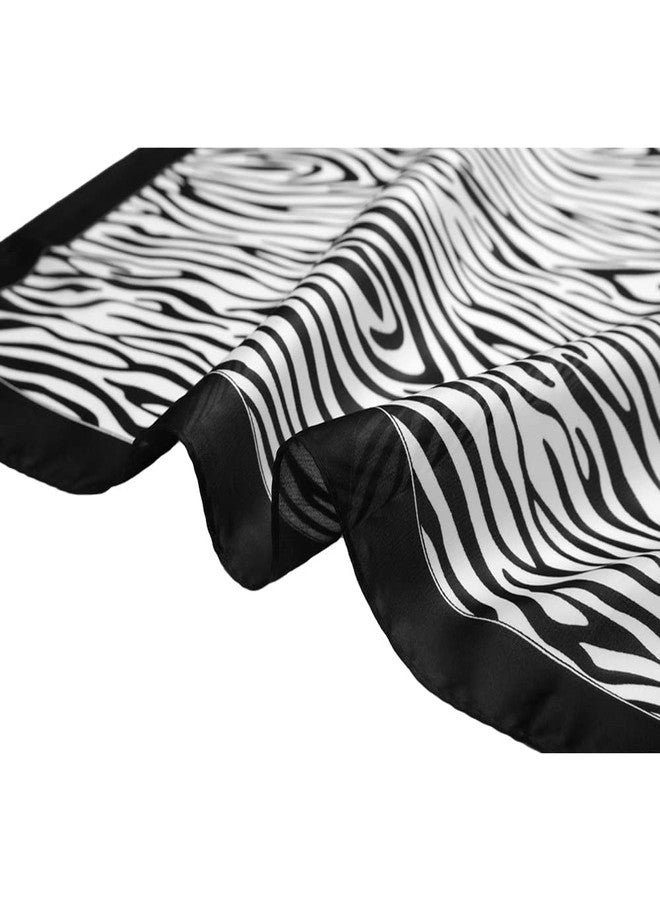 NaSoPerfect Silk Feeling Satin Scarf - Fashion Zebra Stripe Hair Scarf for Women, 27" X 27", Black and White - Image 4