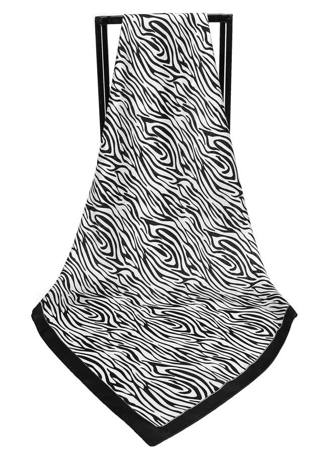 NaSoPerfect Silk Feeling Satin Scarf - Fashion Zebra Stripe Hair Scarf for Women, 27" X 27", Black and White - Image 3