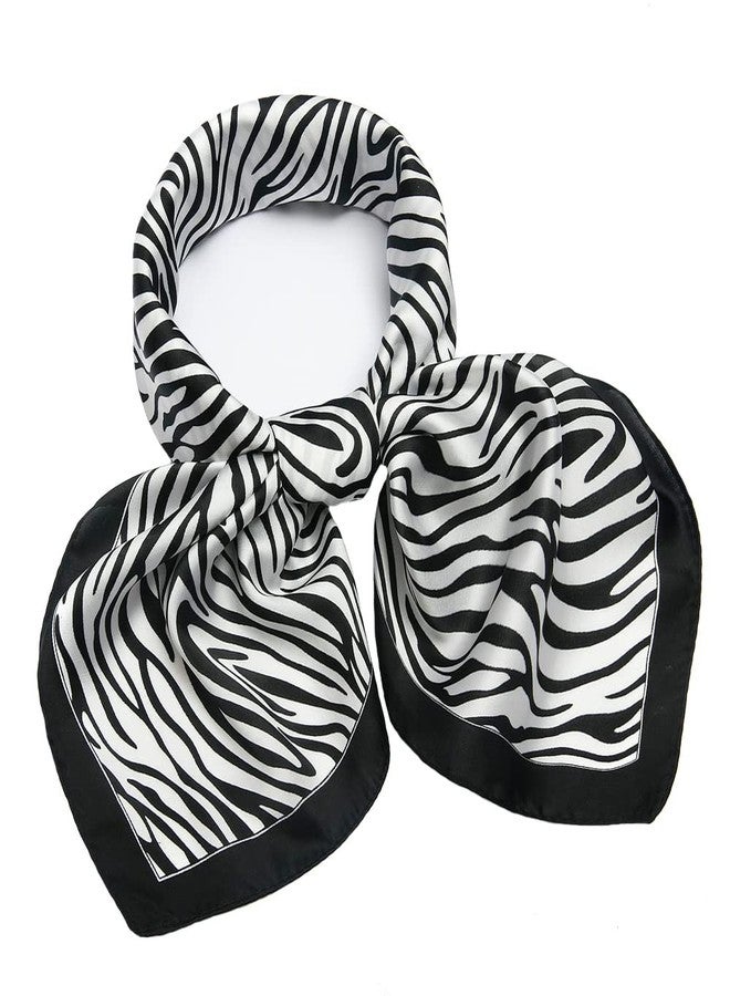 NaSoPerfect Silk Feeling Satin Scarf - Fashion Zebra Stripe Hair Scarf for Women, 27" X 27", Black and White - Image 1