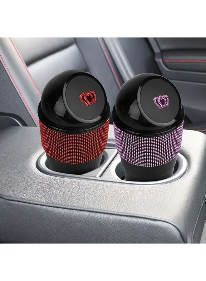 Back Rhinestone Car Trash Can with Lid Odor Resistant Cup Holder Compatible for All Cars - Image 5