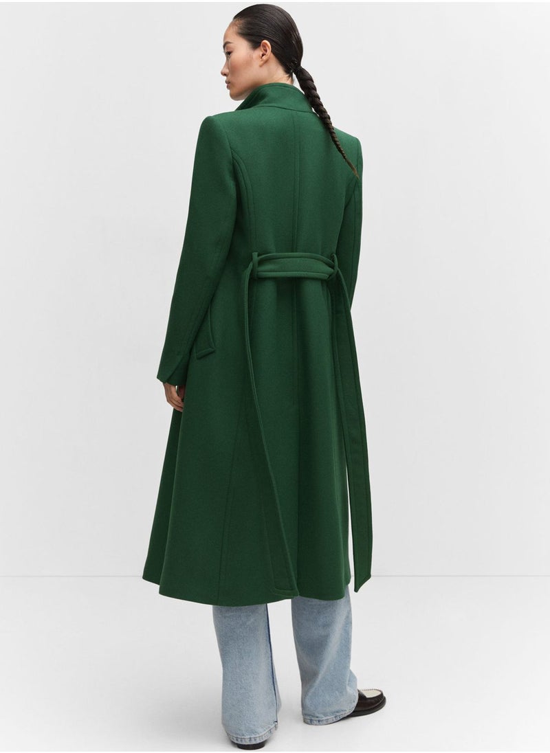 MANGO - Button Detail Longline Coat - Image 1