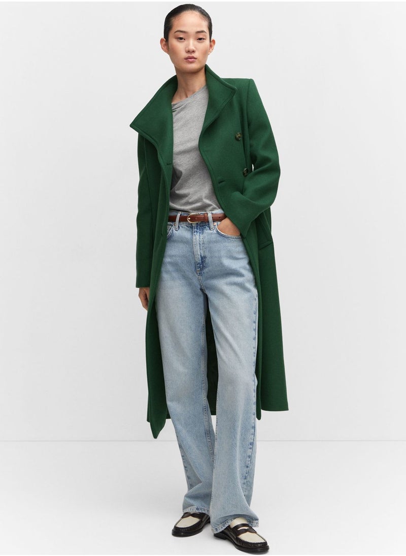 MANGO - Button Detail Longline Coat - Image 1