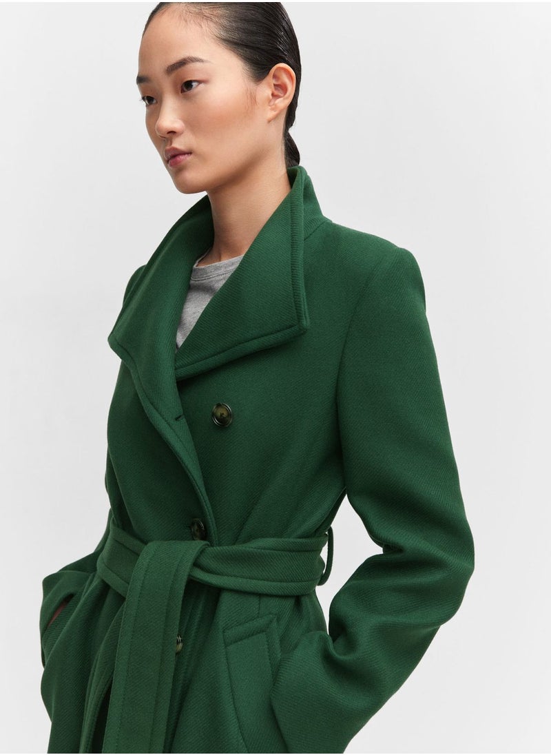 MANGO - Button Detail Longline Coat - Image 1