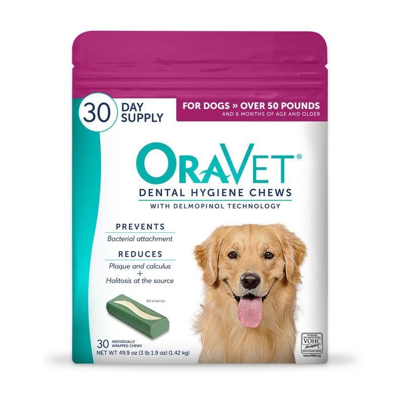 ORAVET Dental Chews for Dogs, Oral Care and Hygiene Chews (Large Dogs, Over 50 lbs.) Pink Pouch, 30 Count (Pack of 1) - Image 1