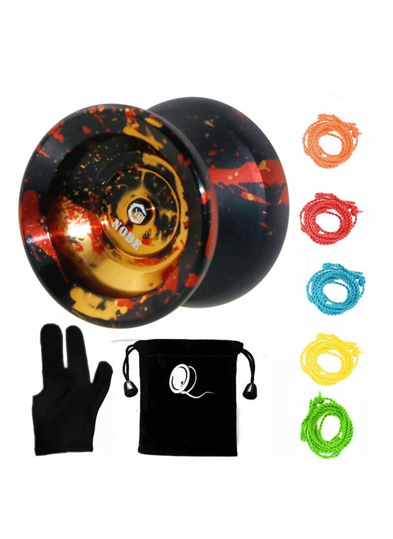 KASTWAVE Responsive Yoyo, Y01 Node Unresponsive Yoyo Advanced Professional Yoyo , Long Spinning Time Prettiest Yoyo with Glove, Yoyo Bag and 5 Replacement Yoyo Strings (Black Splash Golden)  - Image 1