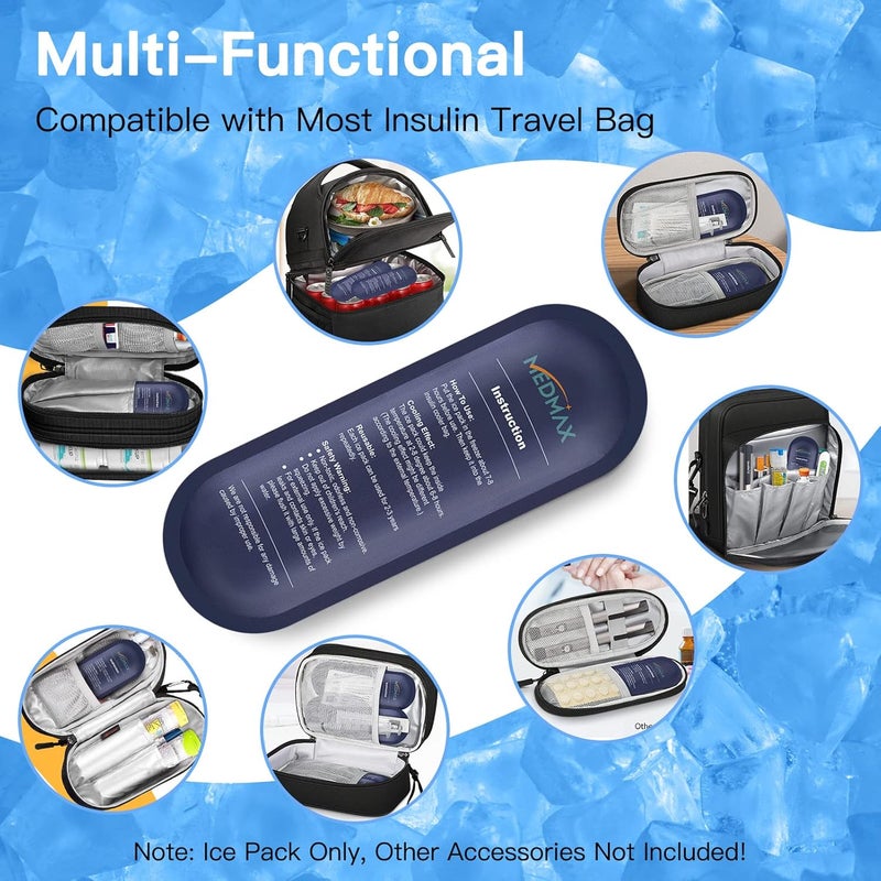 MEDMAX Ice Packs for Insulin Travel Case Reusable Insulin Cooler Ice Packs for Insulated Travel Medical Diabetic Supplies Storage Organizer Bag 4 Packs - Image 4