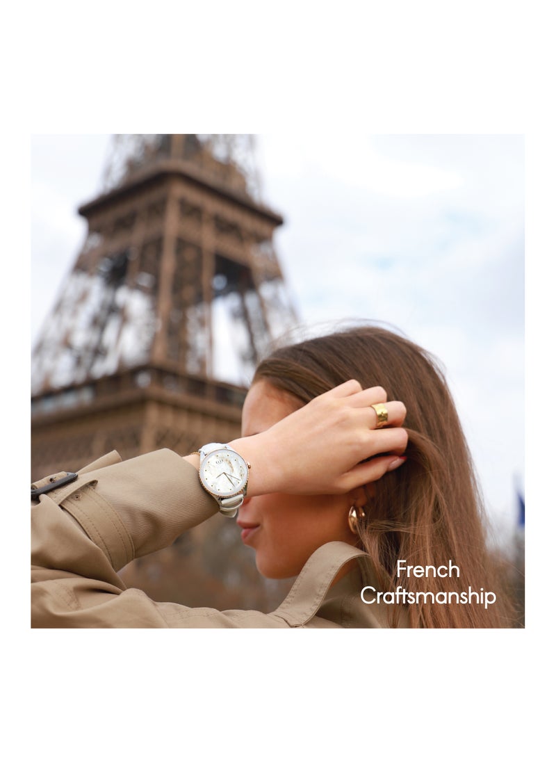 ELLE Elle Soleil Women’s Smartwatch 1.19'' AMOLED, Bluetooth Calling, Multilingual, Wireless Charging, Fitness Tracking, IP68, iOS/Android Compatible, Silver Frame & White Leather Starp + 2 Premium Straps  - Image 2