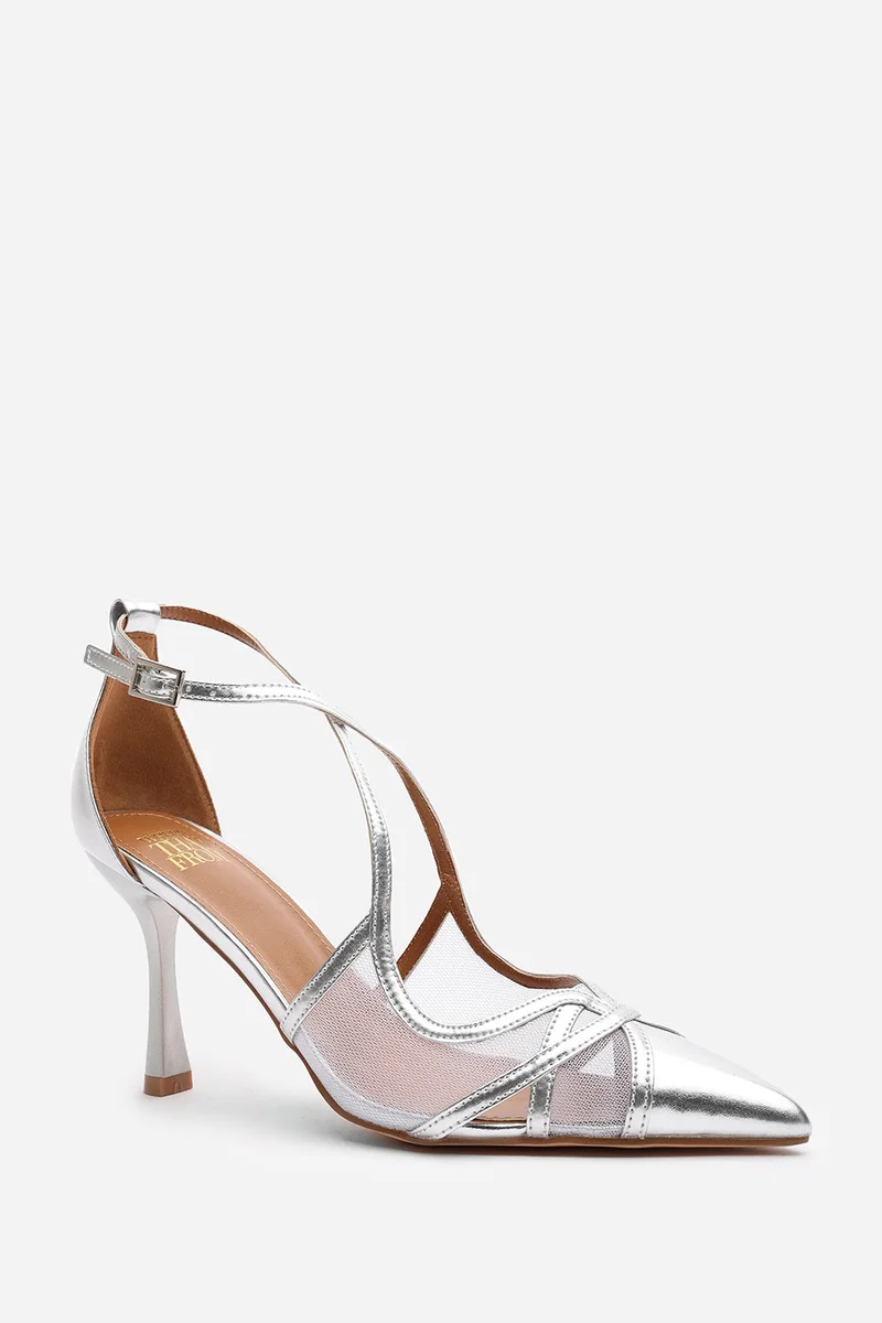 Where's That From 'Kiara' Strappy Pointed Toe High Mesh Heels