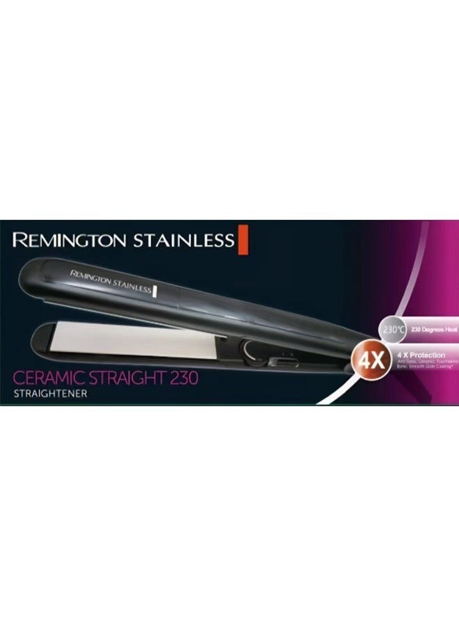 REMINGTON STAINLESS مكواة فرد الشعر السيراميكية رفيعة باللون الأسود - Image 1