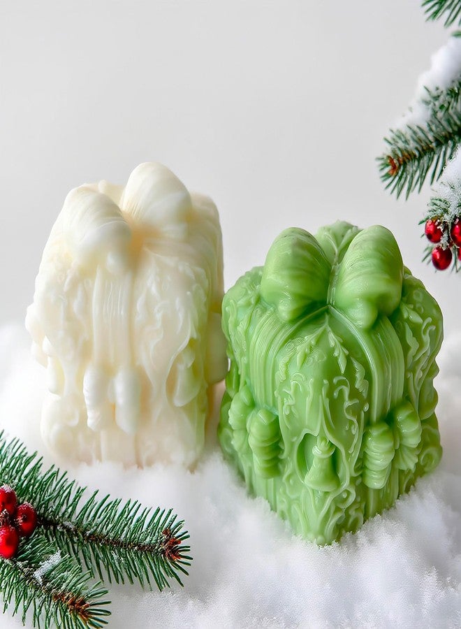Wehous 2PCS Gift Box Candle Molds, Delicate Christmas Bell Embossed Silicone Molds for Candle Soap Wax Epoxy Resin, Holiday Fondant Chocolate Cake Dessert Mold, Christmas Ornament Art Craft Mold - Image 4