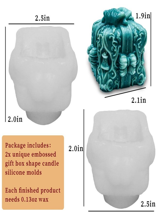 Wehous 2PCS Gift Box Candle Molds, Delicate Christmas Bell Embossed Silicone Molds for Candle Soap Wax Epoxy Resin, Holiday Fondant Chocolate Cake Dessert Mold, Christmas Ornament Art Craft Mold - Image 3