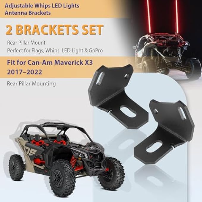 rayihni Adjustable Bracket Flag/Antenna on Rear Pillar Compatible with Can am Maverick X3 Model 2017-2022,2 Brackets Set. - Image 3