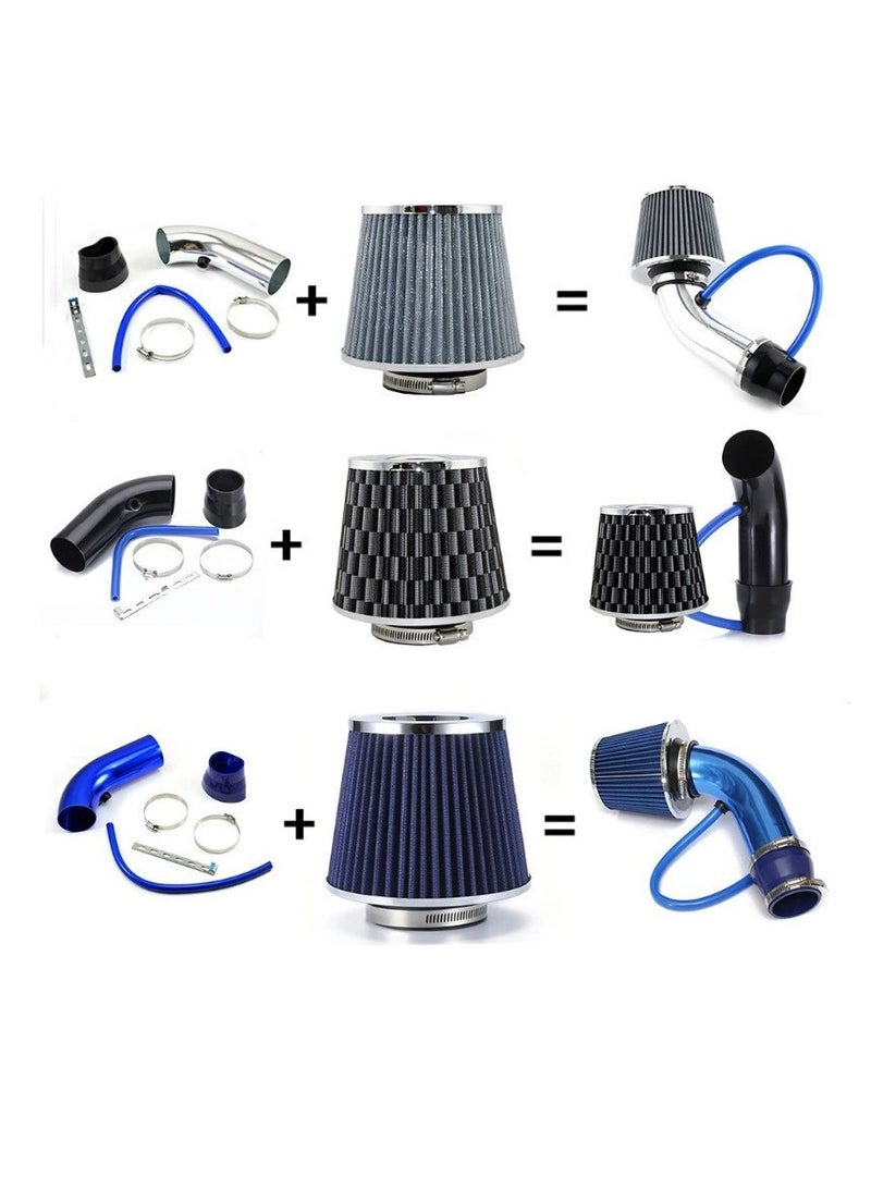 general 3Inch automotive aluminum alloy intake pipe modification kit 76mm air filter universal filter element mushroom head - Image 2