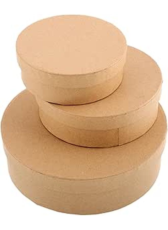 Kraft Paper Round Box Set Of 3 For Diy Craft Storage Candy And Gift Packaging - Image 1