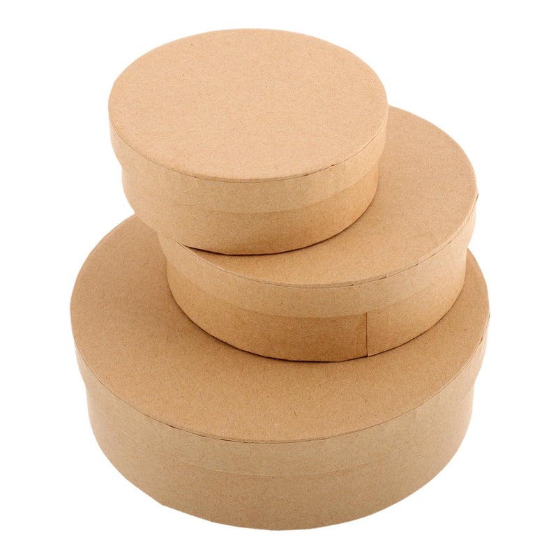 Kraft Paper Round Box Set Of 3 For Diy Craft Storage Candy And Gift Packaging - Image 2