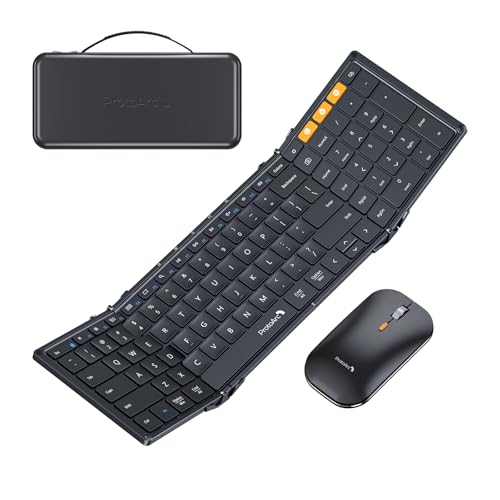 ProtoArc Foldable Keyboard and Mouse, XKM01 True Full-Size Folding Bluetooth Keyboard Mouse Combo for Business Travel, a Portable Office Suite On-The-Go, Compatible with Laptop iPad Tablet - Black - Image 1