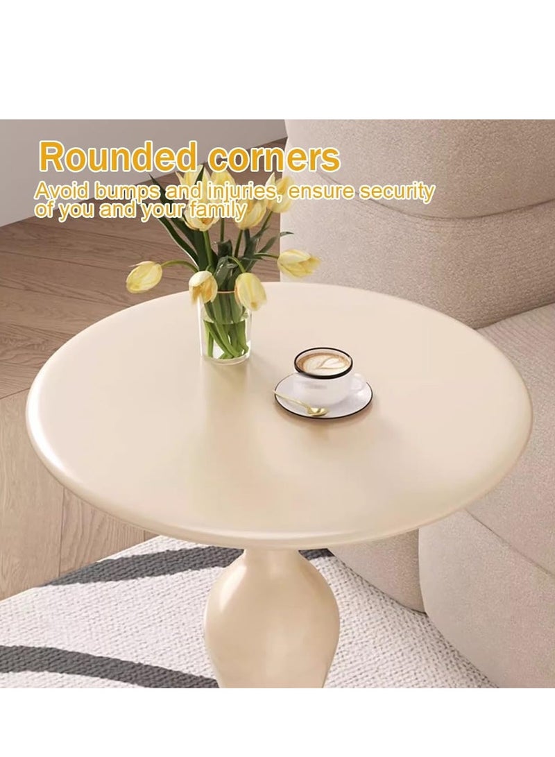 XiuWoo Wrought Iron Round Bedside Table, Round End Table, Narrow Creative Side Table, Metal Coffee Table, Simple Modern Style Beside Table, Suitable for Bedroom, Living Room, White - Image 3