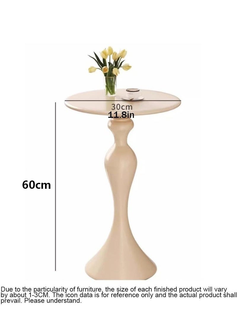 XiuWoo Wrought Iron Round Bedside Table, Round End Table, Narrow Creative Side Table, Metal Coffee Table, Simple Modern Style Beside Table, Suitable for Bedroom, Living Room, White - Image 2