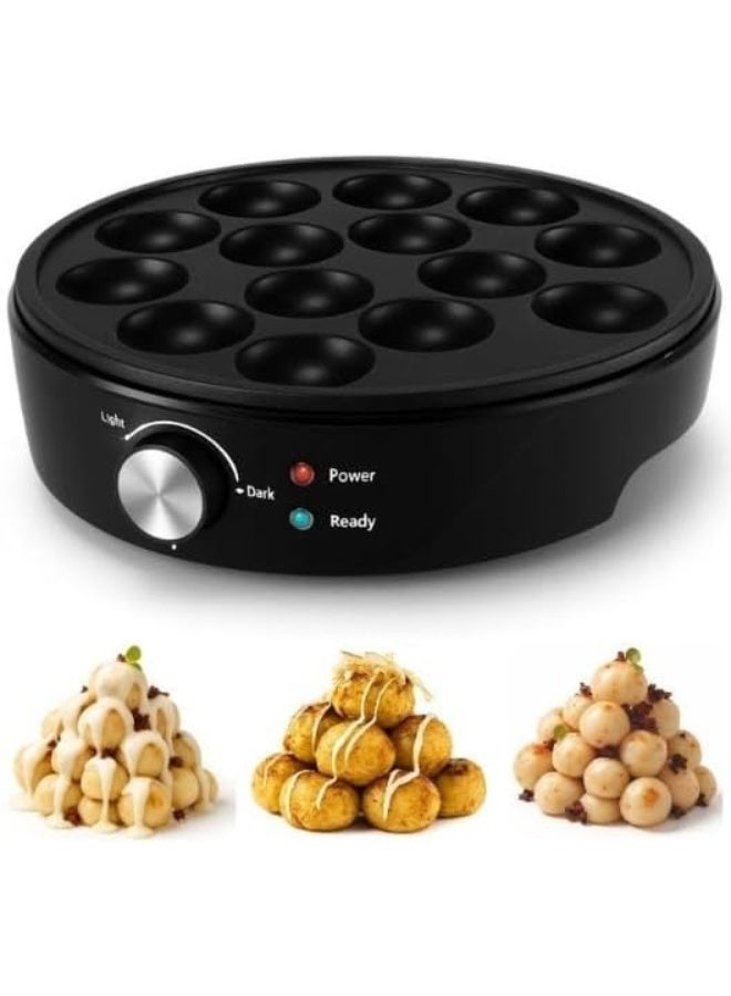 دينكس جهاز تحضير الفطائر الهولندية الصغيرة وكرات التاكوياكي من دينكس DX3412 - مزود بـ 14 فتحة غير لاصقة، لوحة طهي كهربائية متعددة الاستخدامات بقدرة 1000 واط لتحضير الفطائر الصغيرة، كرات الكيك، التاكوياكي، الفلافل، والوجبات الخفيفة، سهل التنظيف. - Image 1