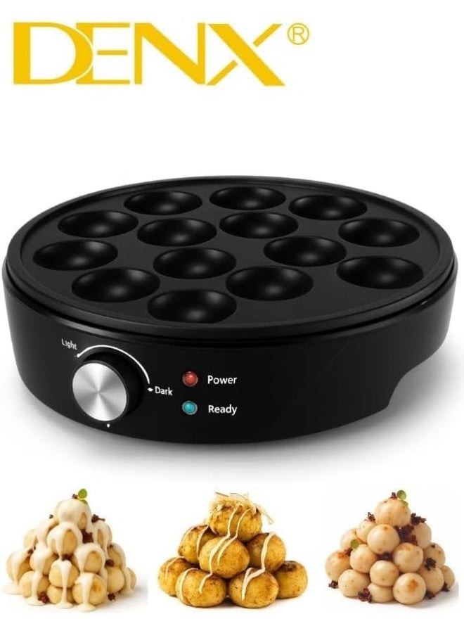 دينكس جهاز تحضير الفطائر الهولندية الصغيرة وكرات التاكوياكي من دينكس DX3412 - مزود بـ 14 فتحة غير لاصقة، لوحة طهي كهربائية متعددة الاستخدامات بقدرة 1000 واط لتحضير الفطائر الصغيرة، كرات الكيك، التاكوياكي، الفلافل، والوجبات الخفيفة، سهل التنظيف. - Image 2