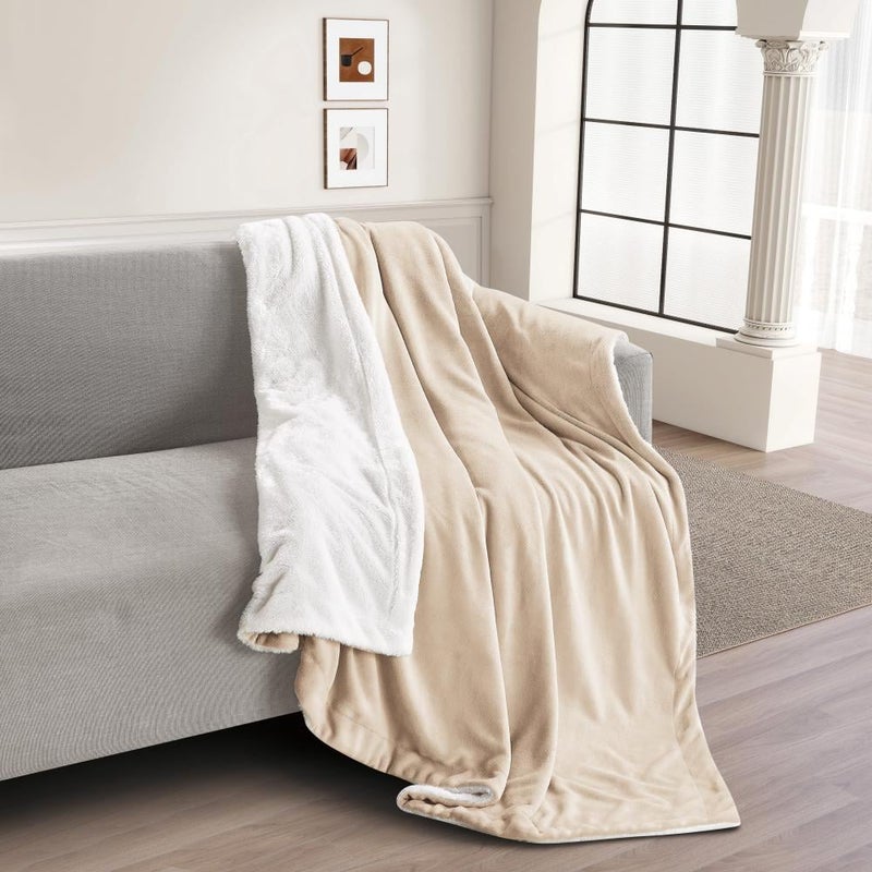 ميلين بطانية مخملية وفروية 200 × 230 - بيج فاتح - Image 3