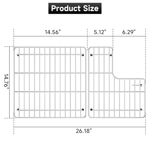 jkxoo 2618 x 1476 K6449ST Sink Protector Grid Stainless Steel Sink Racks for Kohler Sink Rack Whitehaven 5827 and K5826 Includes Left and Right Racks Farmhouse Sink Protector - Image 3