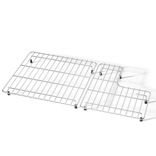 jkxoo 2618 x 1476 K6449ST Sink Protector Grid Stainless Steel Sink Racks for Kohler Sink Rack Whitehaven 5827 and K5826 Includes Left and Right Racks Farmhouse Sink Protector - Image 1