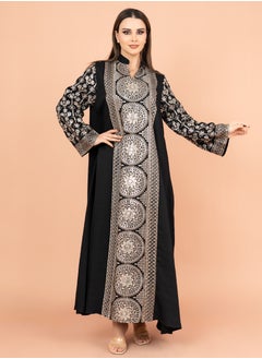 اكسا جلابية عصرية مطرزة IK2023 اسود  - Image 1